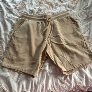 ASOS DESIGN men’s cream/tan cotton jogger shorts #summeressentials